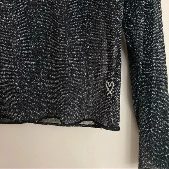 Victoria’s Secret Black Sheer Metallic Long Sleeve Shirt M/L - Picture 5 of 9